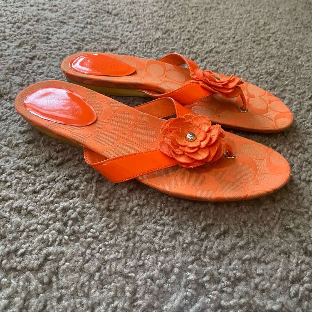 Coach Orange Flip Flops